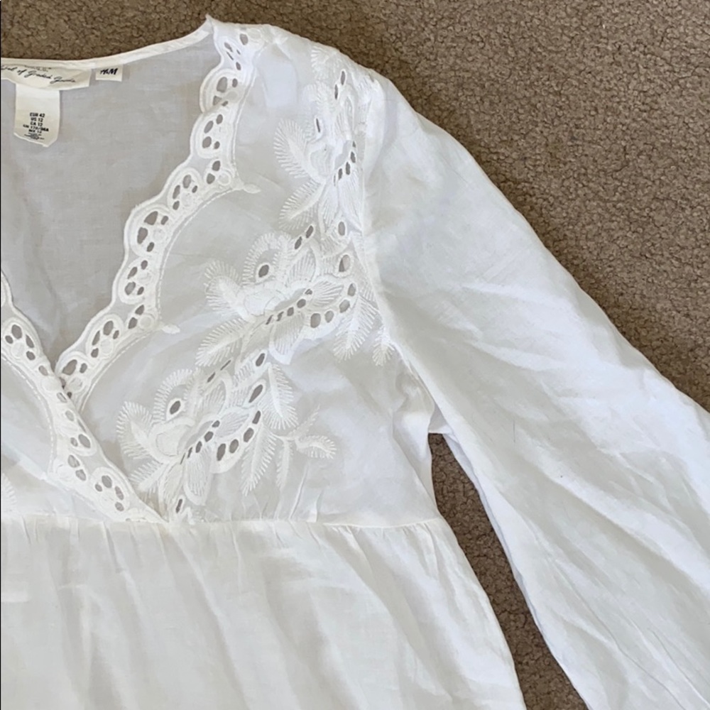 H & M White Lacey Blouse Coverup - Picture 6 of 12